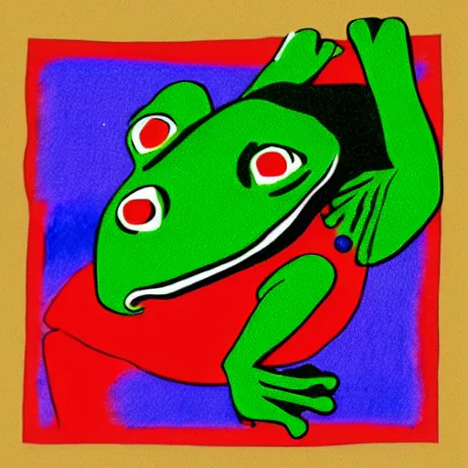 Image similar to Obama turned frog gay with chemicals colorful photo-realistic