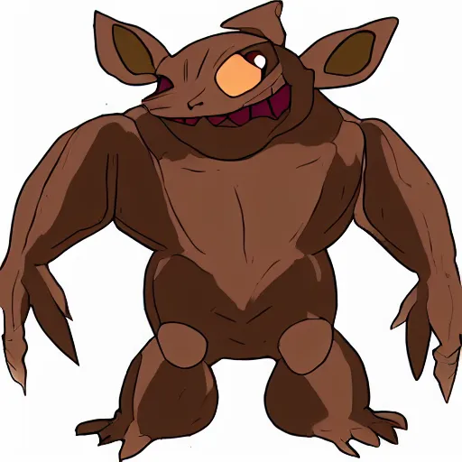 Image similar to mixture between rattata and golem pokemon, rat rock pokemon hybrid, fangs and hardness