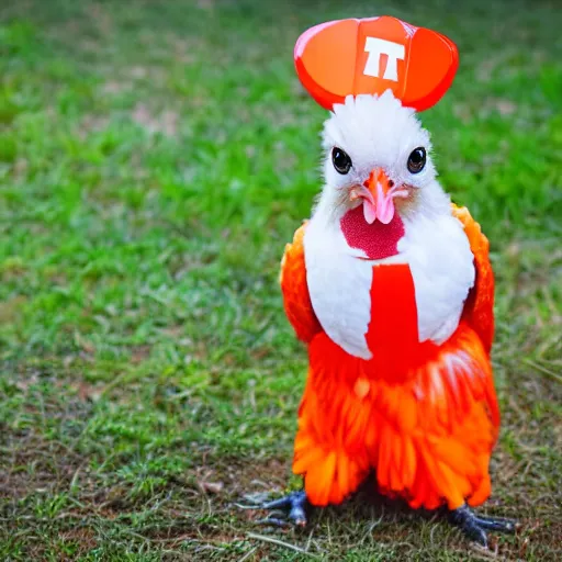 Image similar to photography cute chicken dressed as an inmate