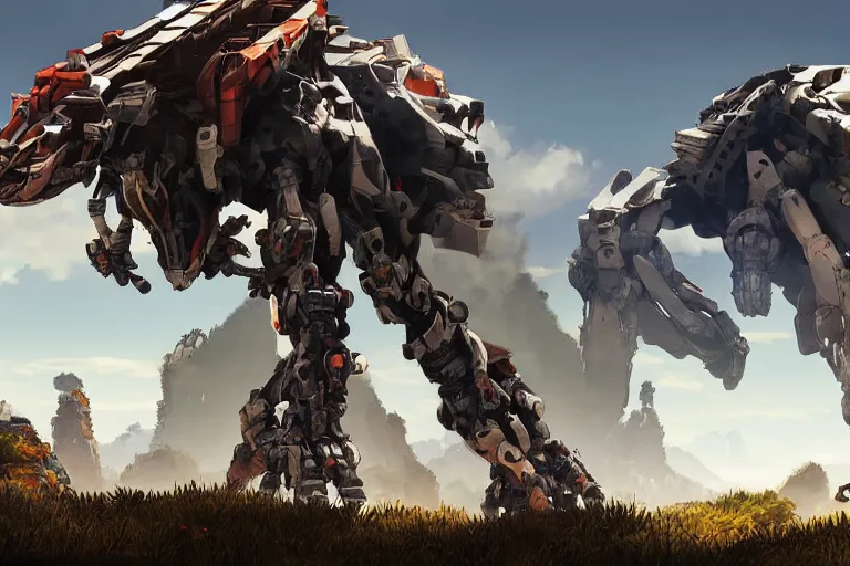 Image similar to burrower machine mecha animal beast robot of horizon forbidden west horizon zero dawn bioluminiscence global illumination ray tracing hdr fanart arstation by sung choi and eric pfeiffer and gabriel garza and casper konefal