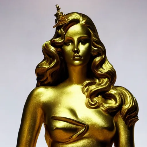 Prompt: golden statue of lana del rey