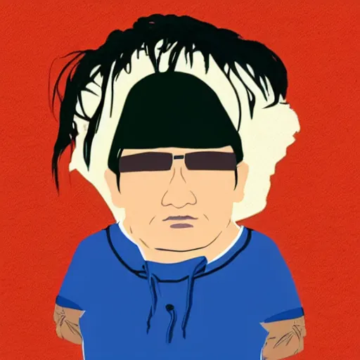 Image similar to jackie chan, in the style of south park