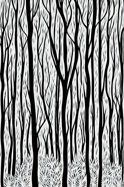 Image similar to minimalist boho style art of a forest, illustration, vector art