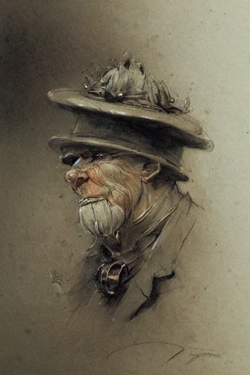 Image similar to ( ( ( ( ( gentlerobot wearing hat ) ) ) ) ) by jean - baptiste monge!!!!!!!!!!!!!!!!!!!!!!!!!!!