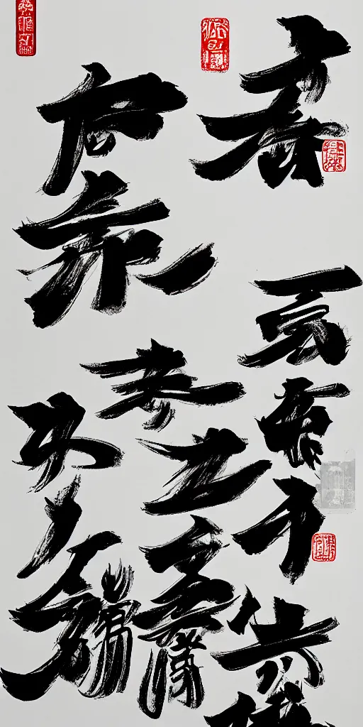 Image similar to high quality big chinese ink strokes, black and white, brush, caligraphy