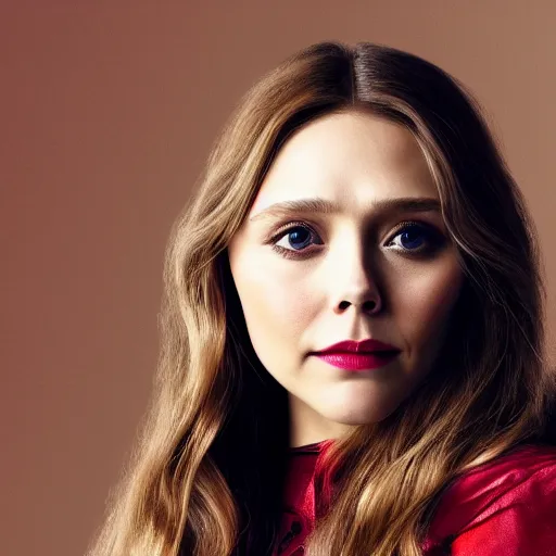 Prompt: elizabeth olsen scarlet witch, portrait!!!, [ 4 k photorealism ]!!, trending on unsplash