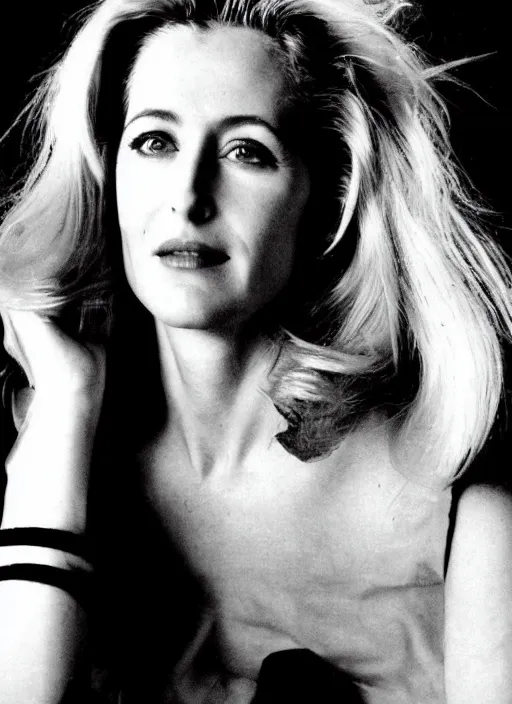 Image similar to a portrait of gillian anderson by mario testino, head shot, award winning, 1 9 8 0, 1 9 8 0 s punk rocker style, 1 9 8 0 hairstyle, sony a 7 r