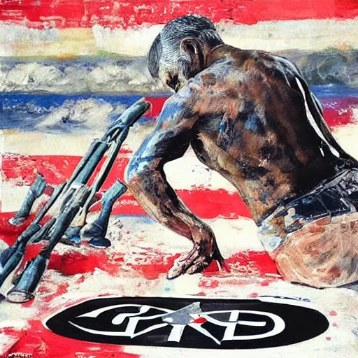 Image similar to “ war crimes, painted by george w. bush jr. ”