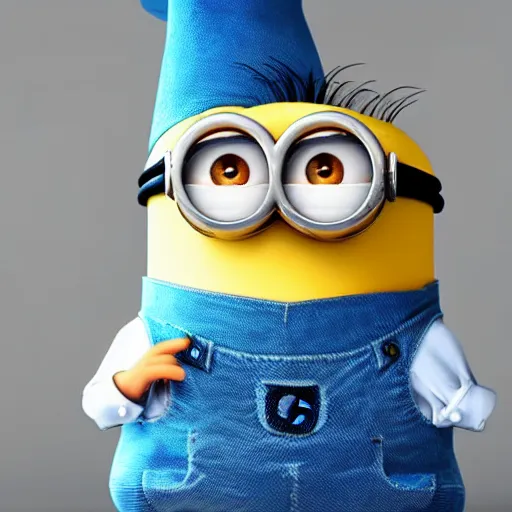 Image similar to handsome minion wearing a blue wizard robe and hat pondering a glowing orb
