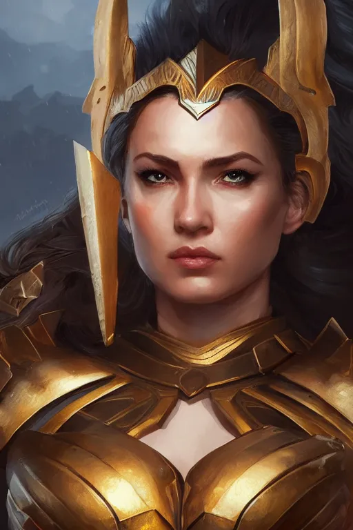 Image similar to amazon valkyrie athena, d & d, fantasy, portrait, highly detailed, headshot, digital painting, trending on artstation, concept art, sharp focus, illustration, art by artgerm and greg rutkowski and magali villeneuve