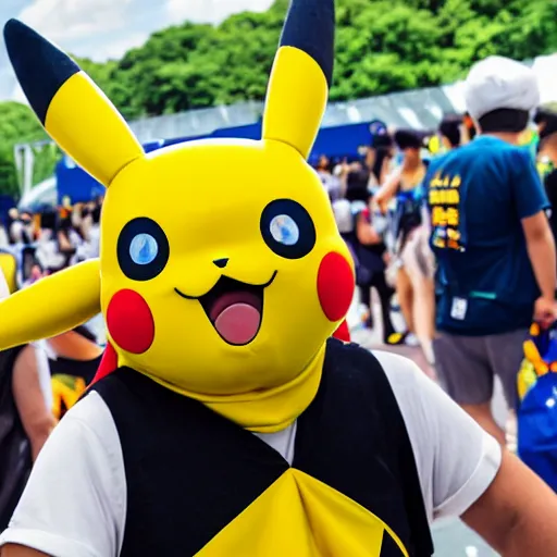 Image similar to cosplay of pikachu from pokemon at summer comiket 2 0 1 9