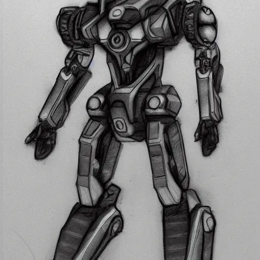 Prompt: futuristic humanoid mech, pencil sketch, concept art