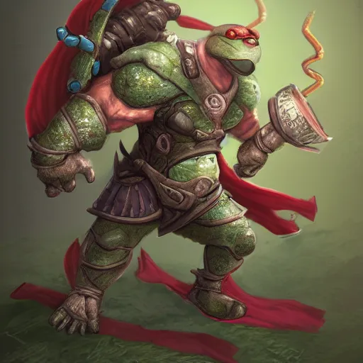 Image similar to anthropomorphic turtle hero by tooth wu