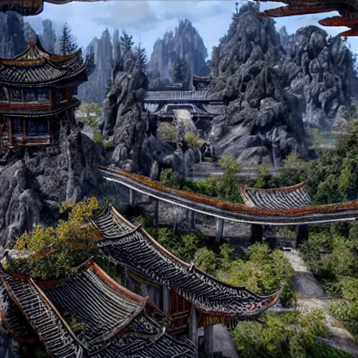 Image similar to 8k hyper realistic highly detailed HDR still of southern Lo Pan from Big Trouble in Little China in Skyrim