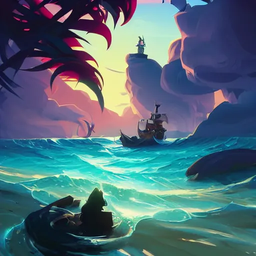 Image similar to painting mermaid treasure on sea of thieves game avatar hero smooth face median photoshop filter cutout vector, behance hd by jesper ejsing, by rhads, makoto shinkai and lois van baarle, ilya kuvshinov, rossdraws global illumination