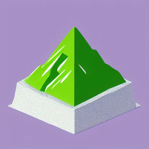 Image similar to isometric view of a mountain with red gems as resources, svg