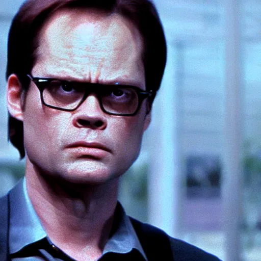 Prompt: Dwight schrute in the terminator, Photorealistic, rim lighting, heavy shadow