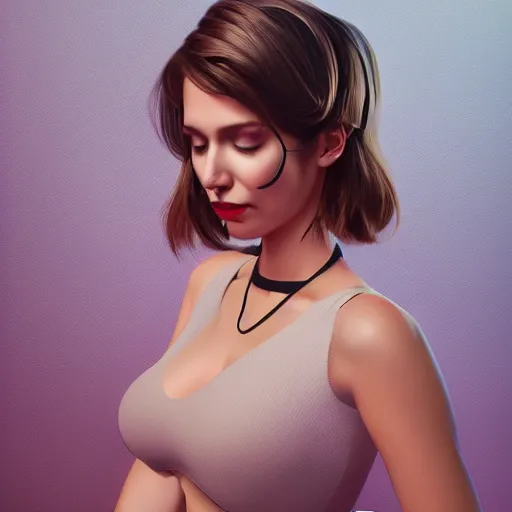 Prompt: modern woman | hyperrealistic | digital painting | trending on artstation | pinup portrait | clean | illustration | dressed | unreal engine 5 | 8 k resolution | by hajime soryama