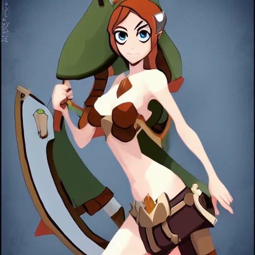 Prompt: a beautiful archer girl in the style of Xavier Houssin, wakfu, dofus