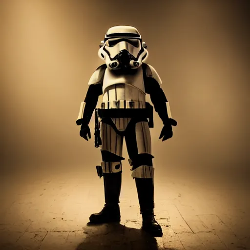 Image similar to steampunk stormtrooper, moody lighting, 8 k, cinematic,