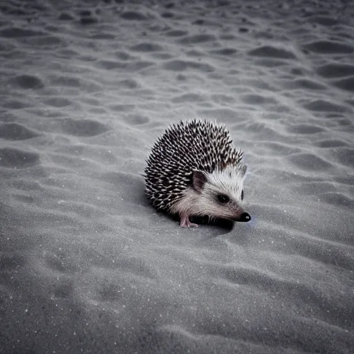 Prompt: a hedgehog on the moon, photography