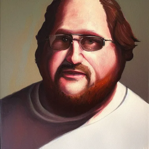 Prompt: Saint Gabe Newell. Oil, Painting.