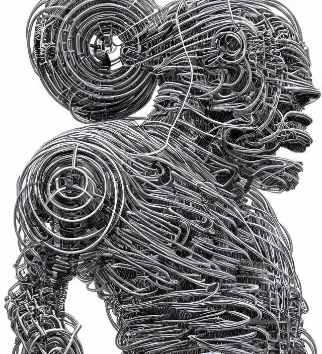 Image similar to a robotic god made of wires, electricity, and cables in the style of jean giraud in the style of moebius trending on artstation deviantart pinterest detailed realistic hd 8 k high resolution