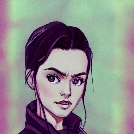 Image similar to a portrait of Daisy Ridley, anime art style