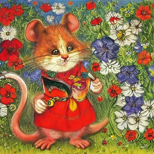 Prompt: a mouse, fantasy art, louis wain