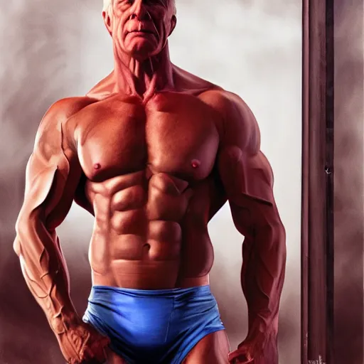 Image similar to ken barlow with the physique of a body builder, hyper realistic, ultra detailed, cinematic, dynamic lighting, photorealistic, refined, intricate, digital art, digital painting, masterpiece, 8k