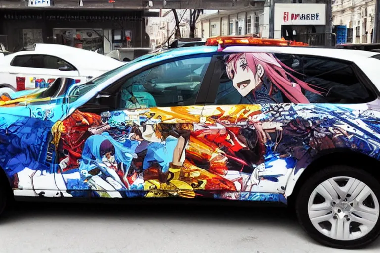 Prompt: anime-car-wrap, putin