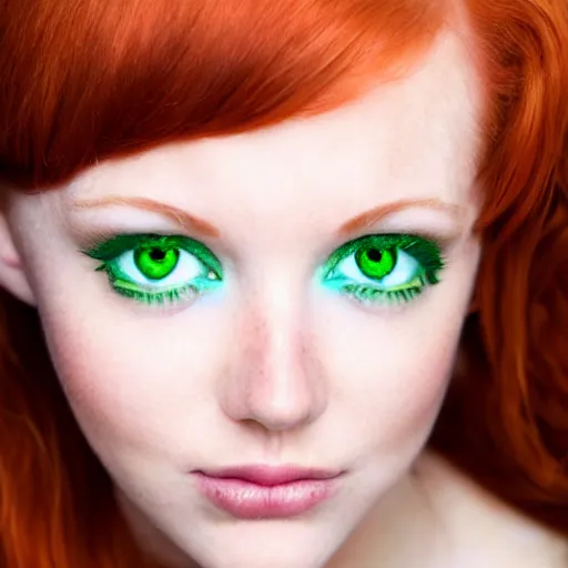 Prompt: beautiful redheaded girl with green eyes