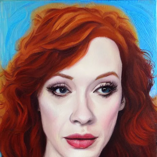 Image similar to Christina Hendricks oil painting,