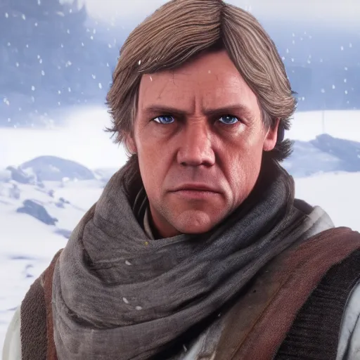 Prompt: Film still of Luke Skywalker, from Red Dead Redemption 2 (2018 video game)