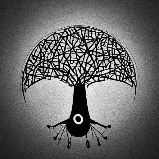 Prompt: Vectorial Logo Design of the Artificial Intelligence Artwork Channel called 'INIT_SEED' which represents an egg from which grows the electronic tree of all possibilities.