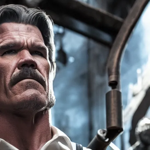 Prompt: josh brolin in hellboy, clear focus, bokeh effect, high res, hasselblad, dslr, professional, cinematic