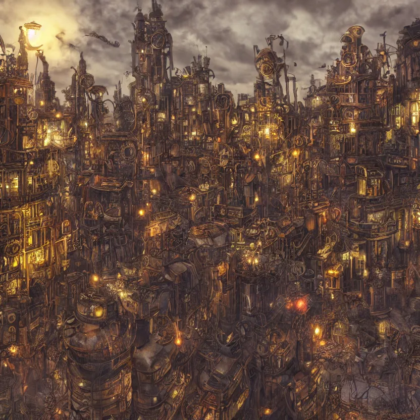 Image similar to steampunk city, photograph, 8 k