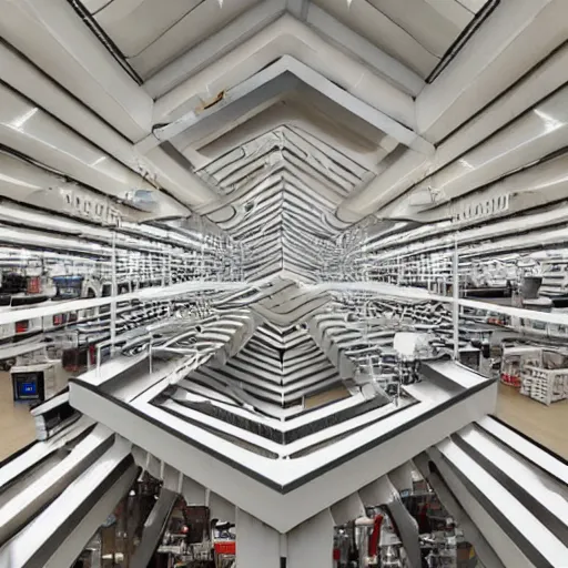 Image similar to ikea store architecture labyrinth optical illusion designed by architect mc escher