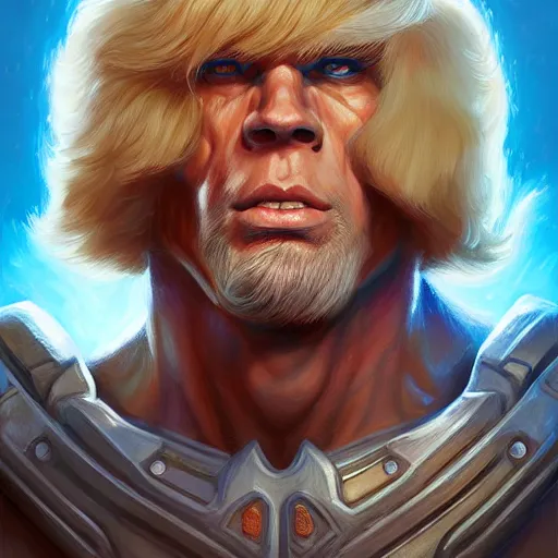 Image similar to portrait of heman, highly detailed, digital painting, artstation, concept art, illustration, by ken saito, lya pilnev, siwoo kim, christophe young, anna podedworna, yin zhen chu, zeronis, magdalena radziej,