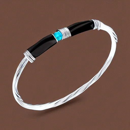 Image similar to (byghee) Bangle designed by the Rock Tribe, White Gold Wire, Mineral Ore, Shungite Elite Quality, Jewelry Photography