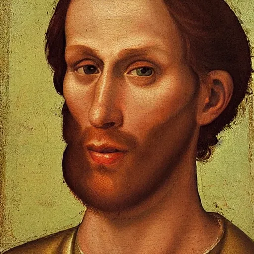 Image similar to A 14th century italian renaissance oil painting of Jerma985, portrait of Jerma985, grainy, realistic, very realistic, hyperrealistic, highly detailed, very detailed, extremely detailed, very neat, very epic, very cool, detailed, trending on artstation