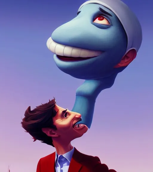 Image similar to sock puppet justin trudeau as sock puppet, loftis, cory behance hd by jesper ejsing, by rhads, makoto shinkai and lois van baarle, ilya kuvshinov, rossdraws global illumination