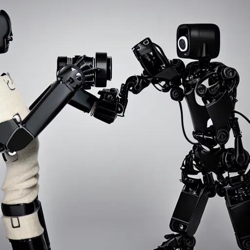 Image similar to fight between robot and photographer