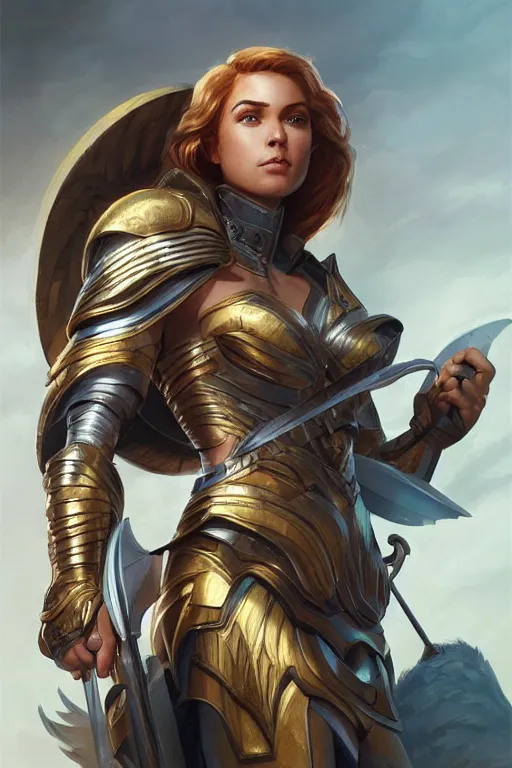 Image similar to amazon valkyrie athena, d & d, fantasy, portrait, highly detailed, headshot, digital painting, trending on artstation, concept art, sharp focus, illustration, art by artgerm and greg rutkowski and magali villeneuve