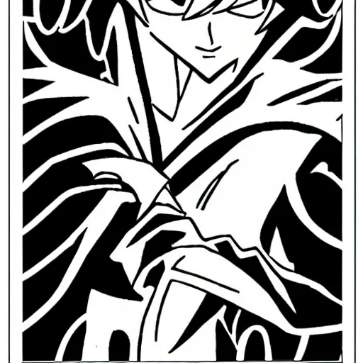 Seto Kaiba coloring book page, black and white Stable Diffusion OpenArt