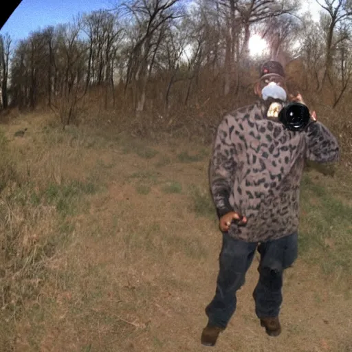 Prompt: thug shaker throwin it back on the trailcam got damn pimp