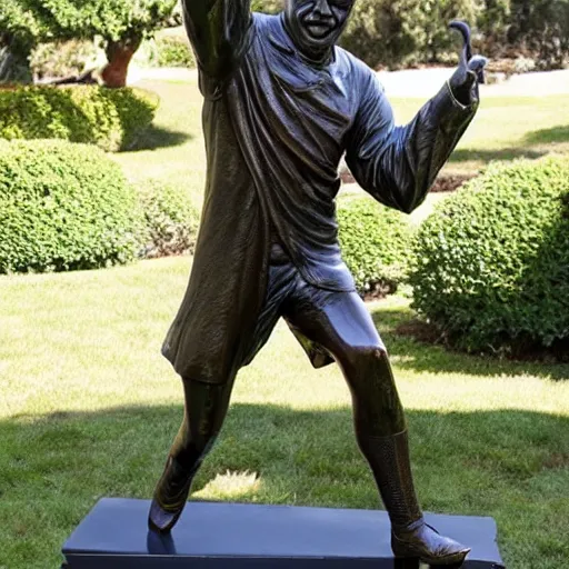 Prompt: bronze statue of impostor from Among Us