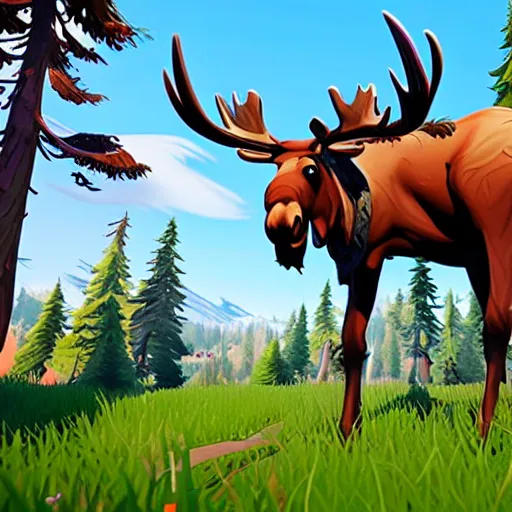 Prompt: a moose in Fortnite creative