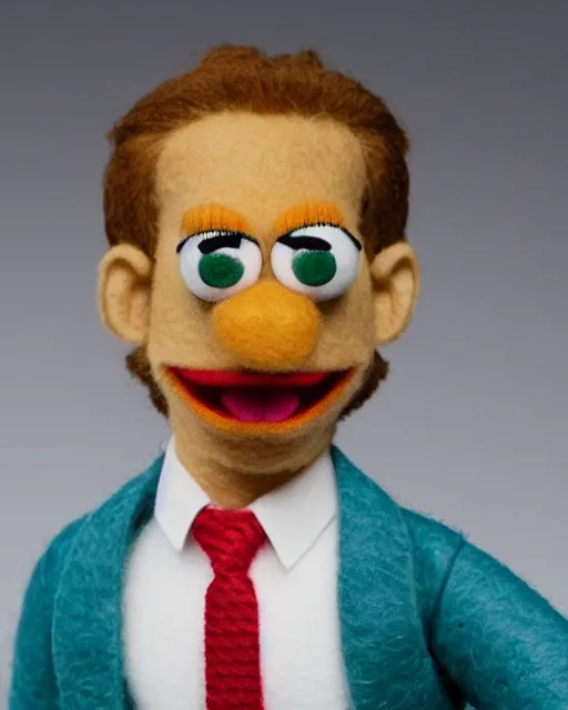 Prompt: tobey flenderson as a muppet. highly detailed felt. hyper real photo. 4 k.