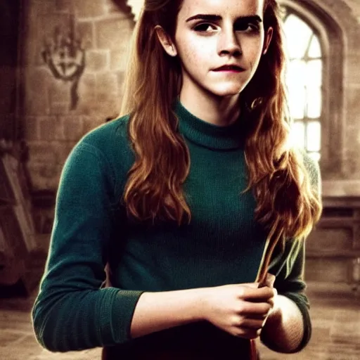 Prompt: emma watson as a student in a hogwarts 4k